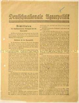12 programmatische Punkte der Deutschnationalen Volkspartei zur Agrarpolitik