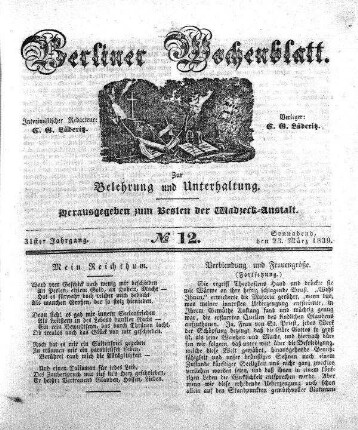 No. 12, Sonnabend, den 23. Maerz 1839.