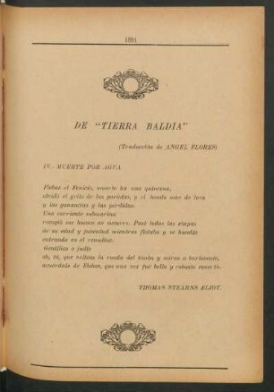 De "Tierra Baldia" : (Traducción de Ángel Flores)