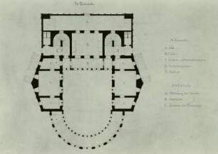 Dresden, Brühlschen Terrasse, 4. Belvedere von Otto von Wolframsdorf: Zwischengeschoß-Riß