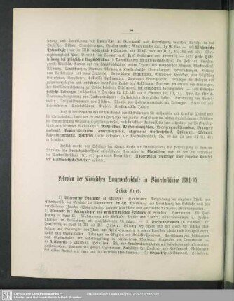 Lehrplan der Königlichen Baugewerkenschule