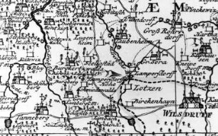 Klipphausen-Lampersdorf. Karte des Amtes Meißen, von Schenk, 1750 (Sign.: VII 104)