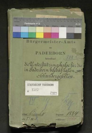 Unterstützungskasse für die in Paderborn beschäftigten Schneidergesellen
