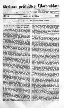 No 10, 9. März 1839
