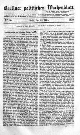 No 10, 9. März 1839