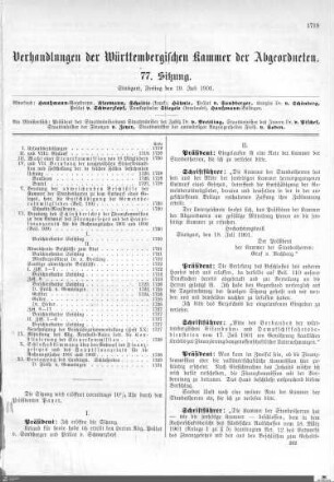77. Sitzung, Stuttgart, 19.7.1901