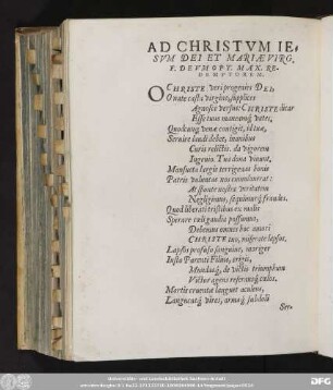 Ad Christum Iesum Dei Et Mariae Virg. F. Deum Opt. Max. Redemptorem.