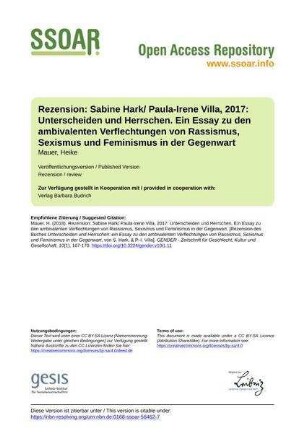 Rezension: Sabine Hark/ Paula-Irene Villa, 2017: Unterscheiden und Herrschen. Ein Essay zu den ambivalenten Verflechtungen von Rassismus, Sexismus und Feminismus in der Gegenwart