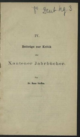 [2]: Beiträge zur Kritik der Xantener Jahrbücher