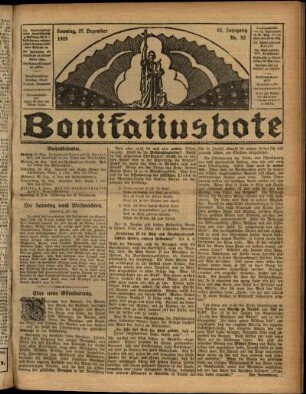 Erste Ausgabe vom Sonntag, den 27. Dezember 1925.