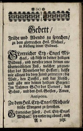 Gebett/ Frühe und Abends zu sprechen/ ...