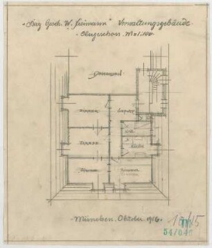 Fischer, Theodor; München; Bayerische Geschützwerke - Verwaltungsgebäude (Grundriss OG)