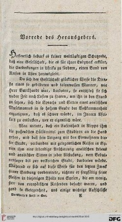 Vorrede des Herausgebers