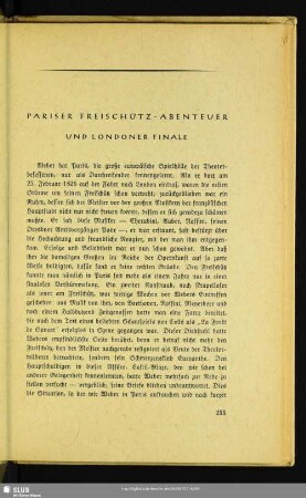 Pariser Freischütz-Abenteuer Und Londoner Finale
