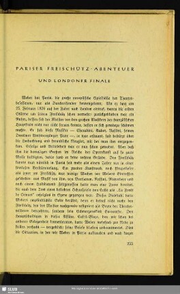 Pariser Freischütz-Abenteuer Und Londoner Finale