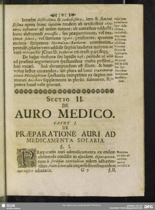 Sectio II. De Auro Medico