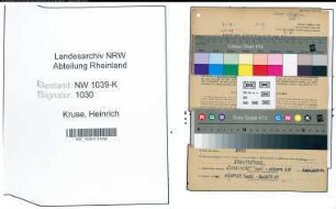 Entnazifizierung Heinrich Kruse , geb. 08.03.1890 (Beamter)