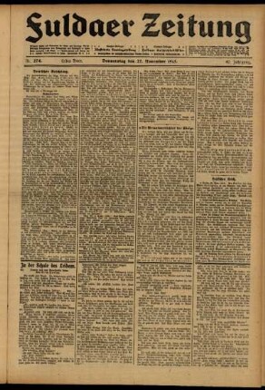 Erste Ausgabe vom Donnerstag, den 27. November 1913.