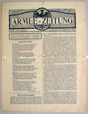 Nachrichtenblatt der 2. Armee "Armee-Zeitung" zur Kriegsweihnacht 1916