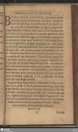Admonitio ad Lectorem
