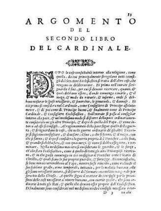 Argomento Del Secondo Libro Del Cardinale.