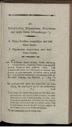 XV. Schulschriften, Disputationen, Programme und andre kleine Abhandlungen.