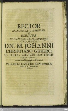 Rector Academiae Lipsiensis