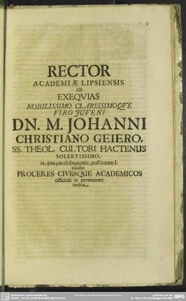Rector Academiae Lipsiensis
