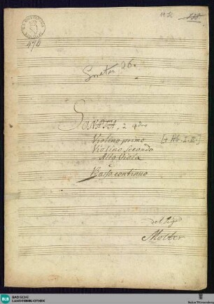 Sonatas - Mus. Hs. 476 : vl (2), a-vla, ob (2), bc; C; BrinzingMWV 4.2
