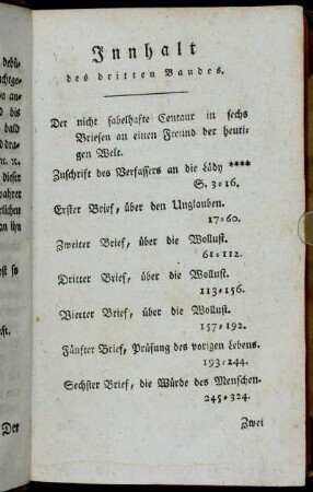 Innhalt des dritten Bandes.