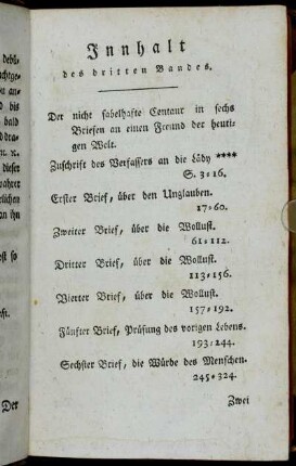Innhalt des dritten Bandes.