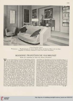 Moderne französische Raumkunst : Werke der Ausstellung im Salon des Artistes Décorateurs