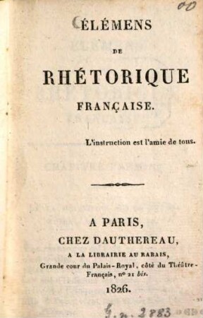 Élémens de rhétorique française
