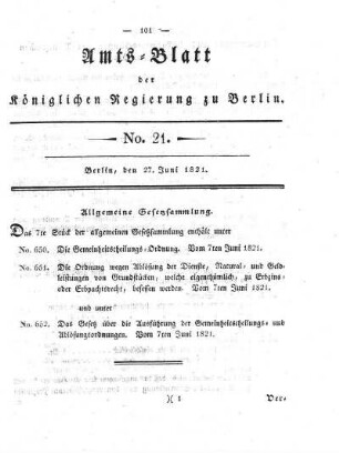 No 21, 27. Juni 1821