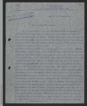 Abschrift Brief von Dorothea Hirschfeld an Jenny Apolant