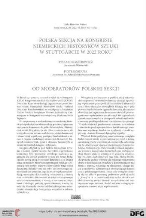 Seria nowa 20: Polska sekcja na Kongresie niemieckich historyków sztuki w Stuttgarcie w 2022 roku