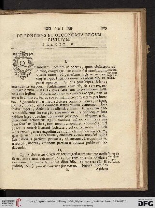 De Fontibus et oeconomia legum civilum. Sectio V.