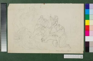 Kompositionsskizze zu Moses mit den Töchtern Jethros am Brunnen