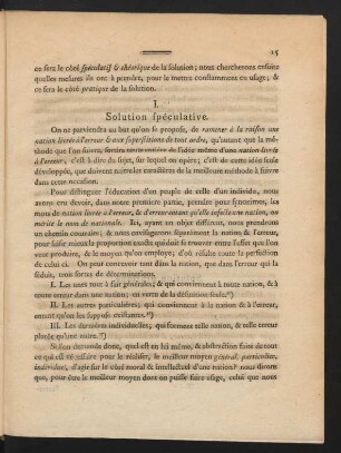 I. Solution spéculative.