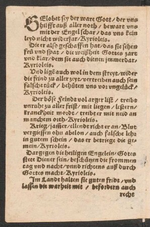 GElobet sey der ware Gott/ der vns || hilfft auß aller noth/