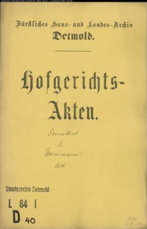Derenthal, Johann gegen Hermann Wennemann zu Lüdenhausen - Schuldforderung