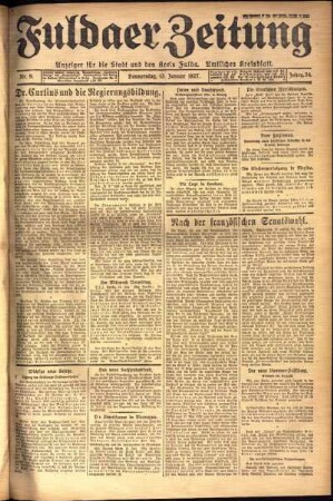 Erste Ausgabe vom Donnerstag, den 13. Januar 1927.
