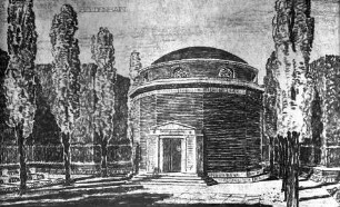 Entwurf für einen Ehrenfriedhof "Heldenhain", Gedächtnishalle