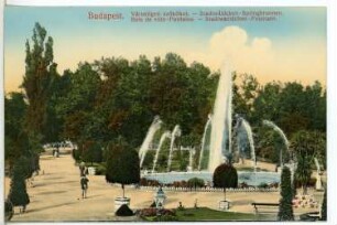 Budapest. Promenade mit Springbrunnen im Stadtwäldchen