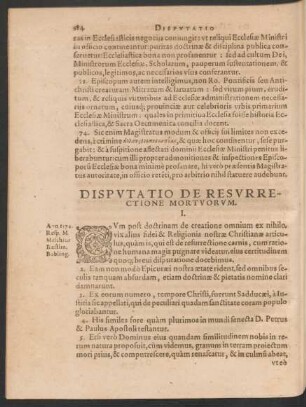Disputatio De Resurrectione Mortuorum.