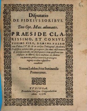 Disputatio De Fideivssoribvs