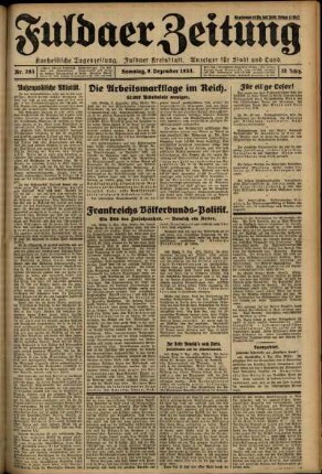Ausgabe vom Samstag, den 09. Dezember 1933.