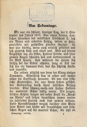 Palmzweige : Erzählungen für Christenkinder, 331 = 28,7. Am Sedantage