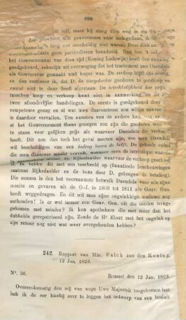 242. Rapport van Min. Falck aan den Koning, 12 Jan. 1823