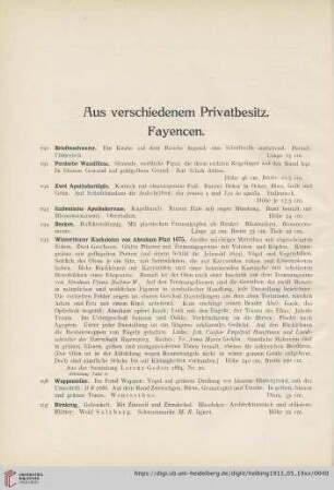Aus verschiedenem Privatbesitz. Fayencen (Nr. 190-242)